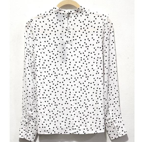 NWT: Jones New York - Women's High Neck, Semi-Sheer, Heart-Print Blouse (size S) - Picture 2 of 4